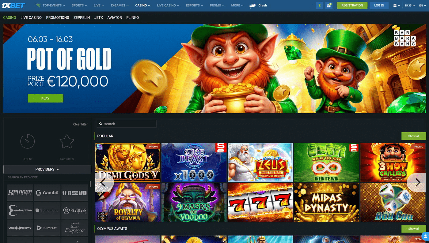 1xBet spletni casino bonus