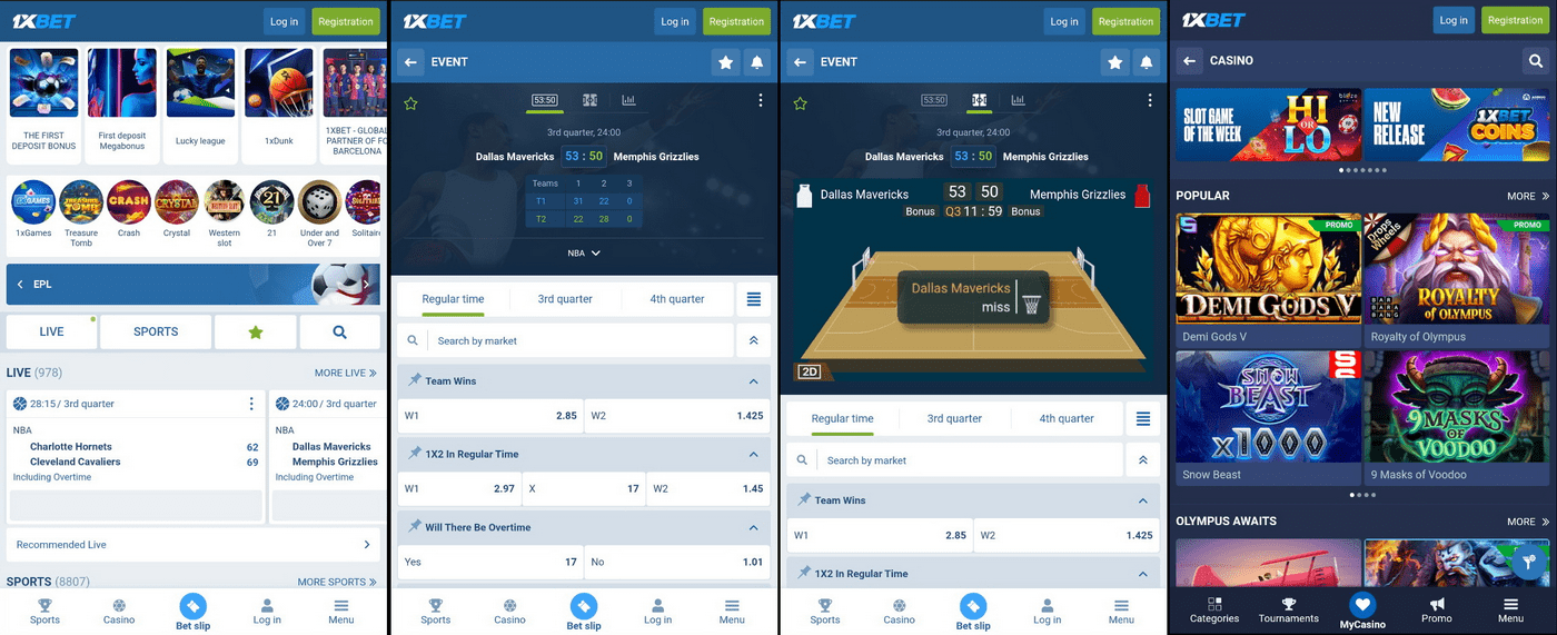 Stave 1xBet prek mobilnega telefona